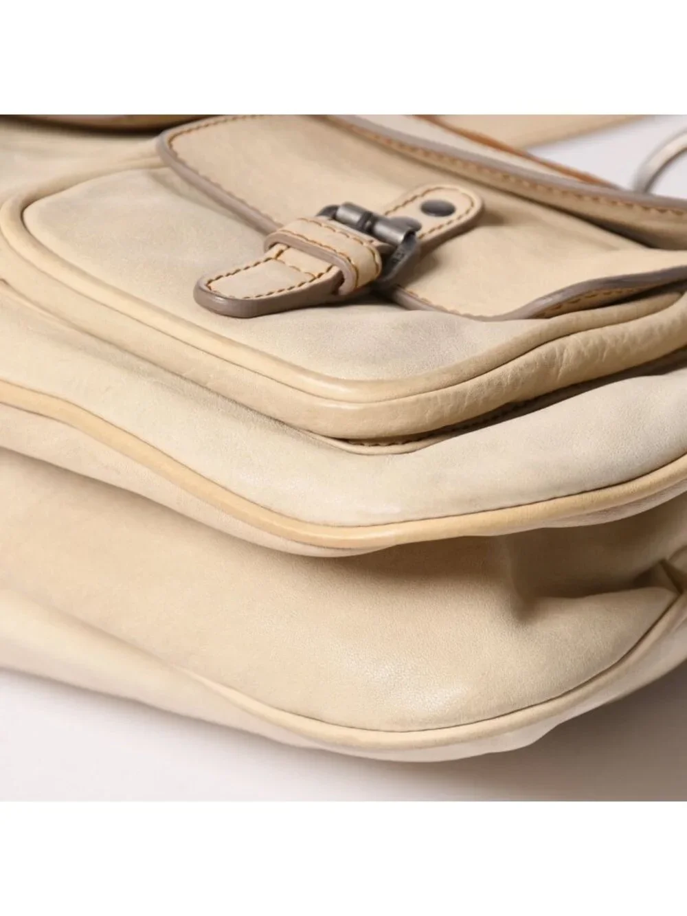 Dior Gaucho Saddle Tote Shoulder Bag Galliano Era Leather Beige